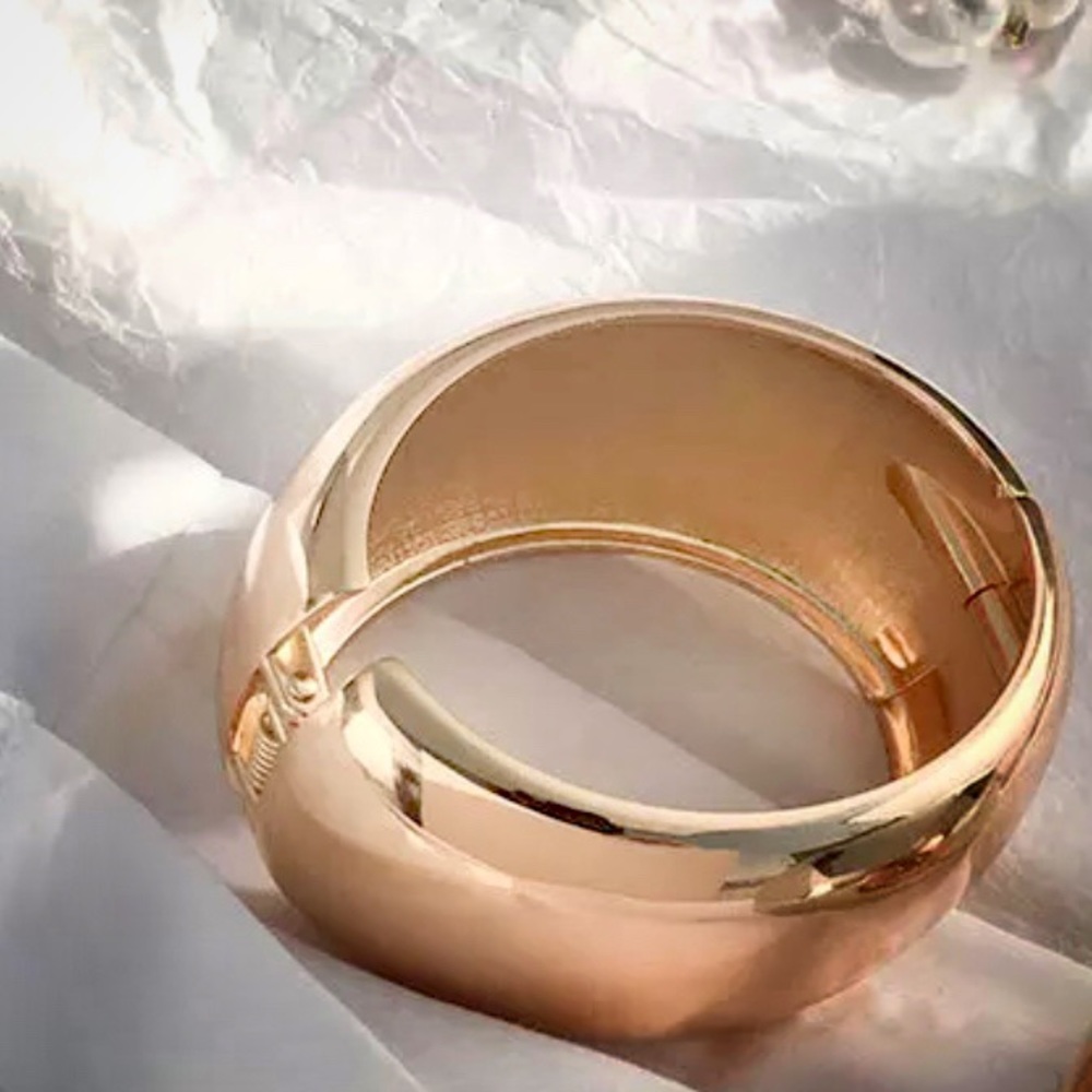 NEW Gold-tone Hinged Dome Cuff Bracelet - Picture 10 of 16